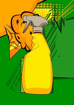 Cartoon Spray Bottle, comic book Cleaning. Retro vector comics pop art design イラスト素材