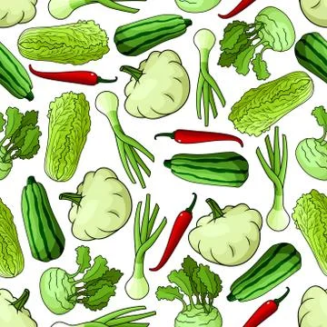 Cartoon spring vegetables seamless pattern Stock Illustration