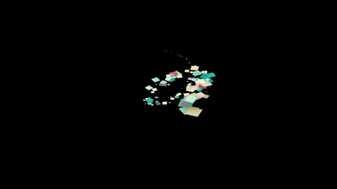 Cartoon Squares Particle Effect:  Black Background &amp; Loop Video stock 99586698
