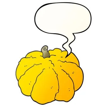 Cartoon squash and speech bubble in smooth gradient style Stock-Illustration