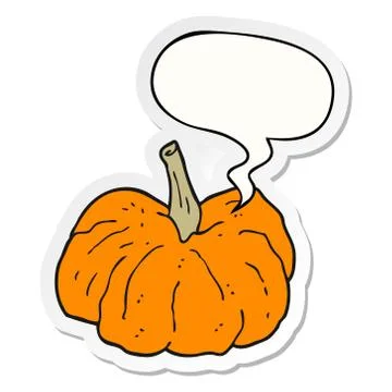 Cartoon squash and speech bubble sticker Illustrazione stock