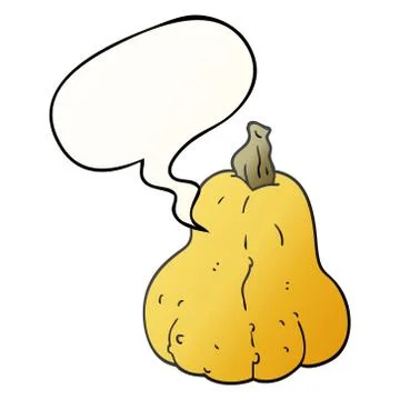 Cartoon squash and speech bubble in smooth gradient style Stock-Illustration