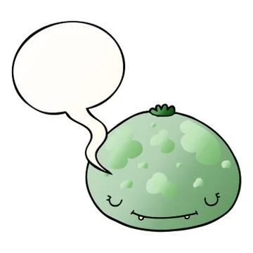 Cartoon squash and speech bubble in smooth gradient style Stock-Illustration