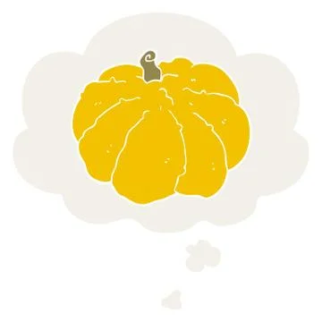 Cartoon squash and thought bubble in retro style Stock Illustration