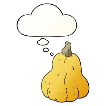 Cartoon squash and thought bubble in smooth gradient style Stock-Illustration