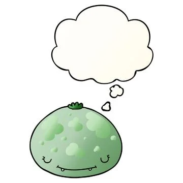 Cartoon squash and thought bubble in smooth gradient style Stock-Illustration