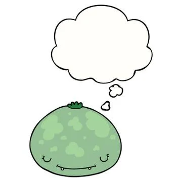 Cartoon squash and thought bubble 스톡 일러스트