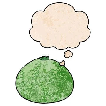 Cartoon squash and thought bubble in grunge texture pattern style Stock Illustration