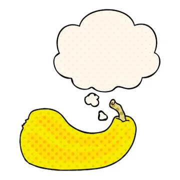Cartoon squash and thought bubble in comic book style Stock Illustration