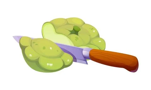 Cartoon squash cutting with knife on kitchen Stock Illustration