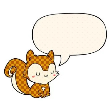 Cartoon squirrel and speech bubble in comic book style Stock Illustration