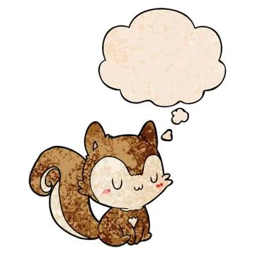 Cartoon squirrel and thought bubble in grunge texture pattern style 스톡 일러스트