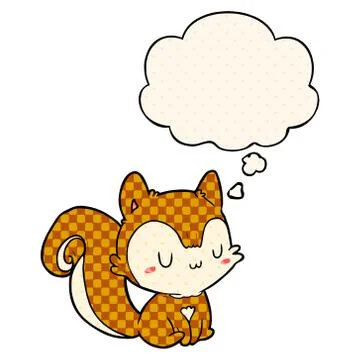 Cartoon squirrel and thought bubble in comic book style Stock Illustration