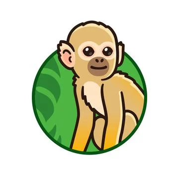 Cartoon squirrel monkey drawing in circle 스톡 일러스트