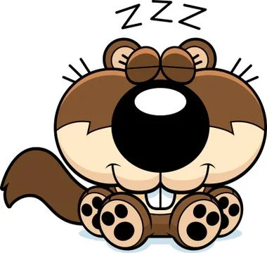 Cartoon squirrel napping Illustrazione stock