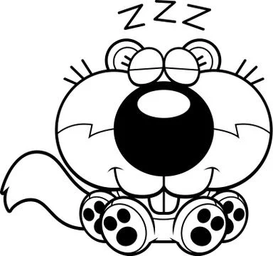 Cartoon Squirrel Napping 스톡 일러스트