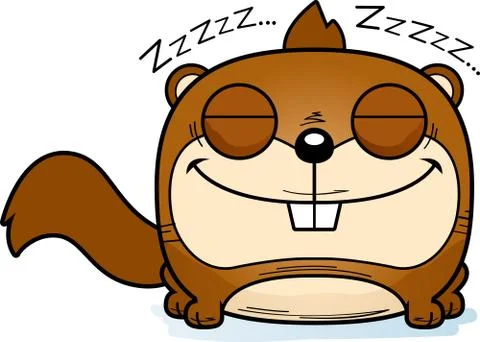 Cartoon Squirrel Napping Stock Illustration
