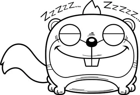Cartoon Squirrel Napping Illustrazione stock