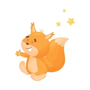 Cartoon squirrel. Vector illustration on a white background. Stock Illustration