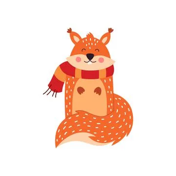 Cartoon squirrel on a white background, vector illustration Stock Illustration