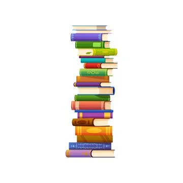 Cartoon stack of books, vector pile of volumes Stock Illustration