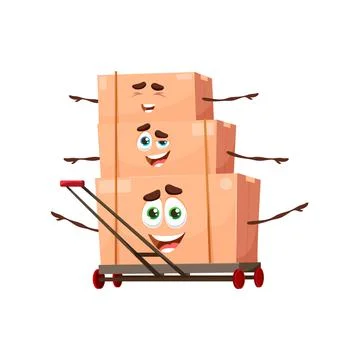 Cartoon stack of parcels on trolley, delivery Illustrazione stock