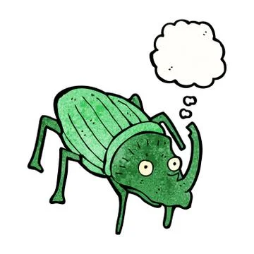 Cartoon stag beetle with thought bubble Illustrazione stock