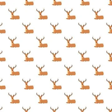 Cartoon stag relaxing seamless pattern on white background Stock Illustration