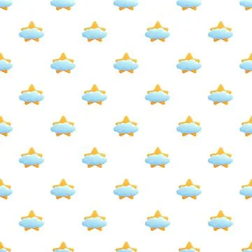 Cartoon star and cloud seamless pattern background Stock Illustration