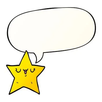 Cartoon star and speech bubble in smooth gradient style Illustrazione stock