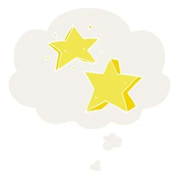 Cartoon star and thought bubble in retro style Illustrazione stock