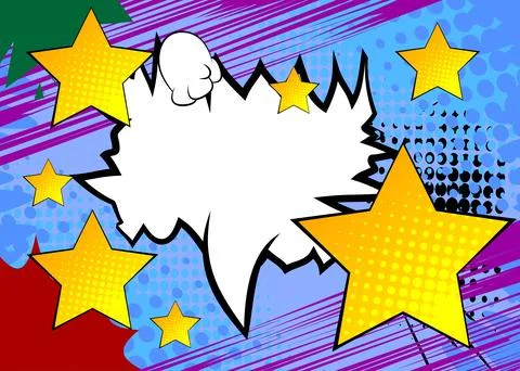 Cartoon Star with blank speech bubble, comic book ... background. Retro vec.. Stock Illustration