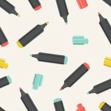 Cartoon stationery vector seamless pattern Stock Illustration