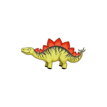 Cartoon stegosaurus lizard animal isolate dinosaur Stock Illustration