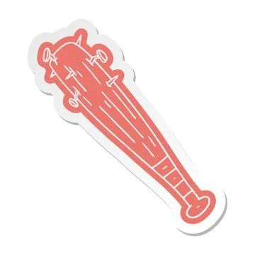 Cartoon sticker of a bat with nails Stock Illustration