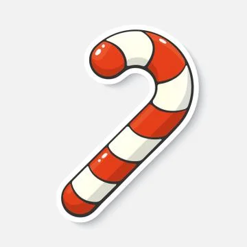 Cartoon sticker with candy cane in comic style Stock Illustration