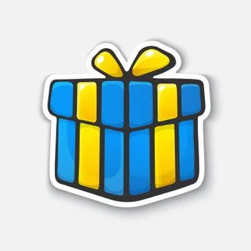 Cartoon sticker with gift box in comic style Illustrazione stock