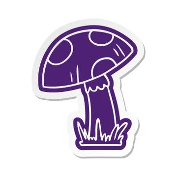 Cartoon sticker of a toad stool Illustrazione stock