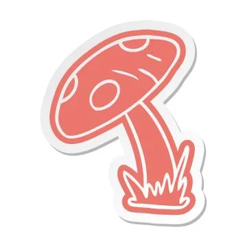 Cartoon sticker of a toad stool Stock Illustration