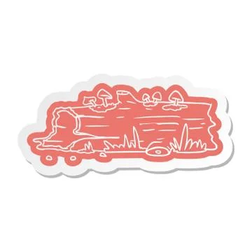 Cartoon sticker of a tree log Illustrazione stock