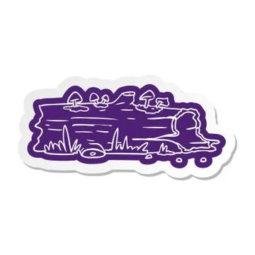 Cartoon sticker of a tree log Stock Illustration