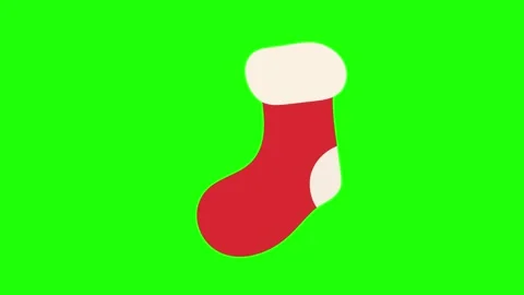 Cartoon Stocking Hand Drawn Icon Swinging on Green Background Stock Footage 320949039