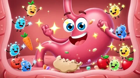 Cartoon Stomach Digesting Food Stock Footage 324741002
