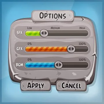Cartoon stone control panel for ui game Illustrazione stock
