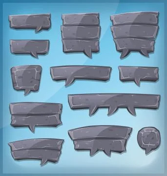 Cartoon Stone Speech Bubbles For Ui Game イラスト素材