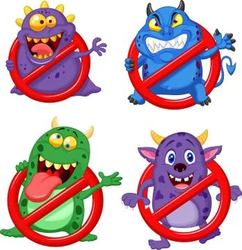 Cartoon stop virus collection set Stock Illustration