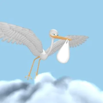Cartoon Stork 3D Model