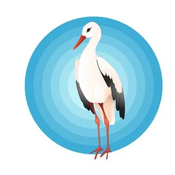 Cartoon stork icon. Stock Illustration