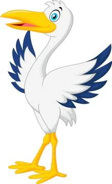 Cartoon stork posing Stock Illustration