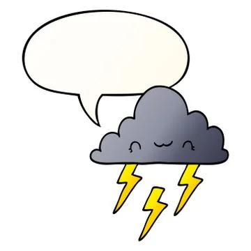 Cartoon storm cloud and speech bubble in smooth gradient style Stock Illustration